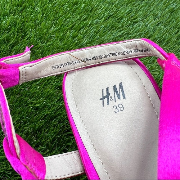 H&M Pink Strappy Sandals with Stiletto Heels Size 8 US 39 EU - Picture 8 of 9